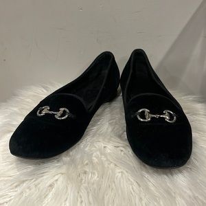 Jon Josef Black Velvet Horse-bit Gatsby Slip-on Loafers Size 38 M